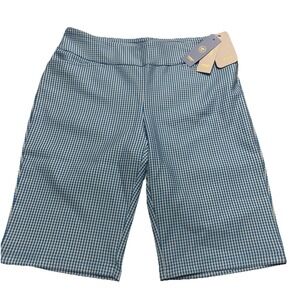 Women CéGolfs Acegolfs L blue white checkered gingham shorts Golf Stretch Pocket